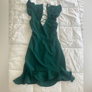 Lulus green mini ruffle dress